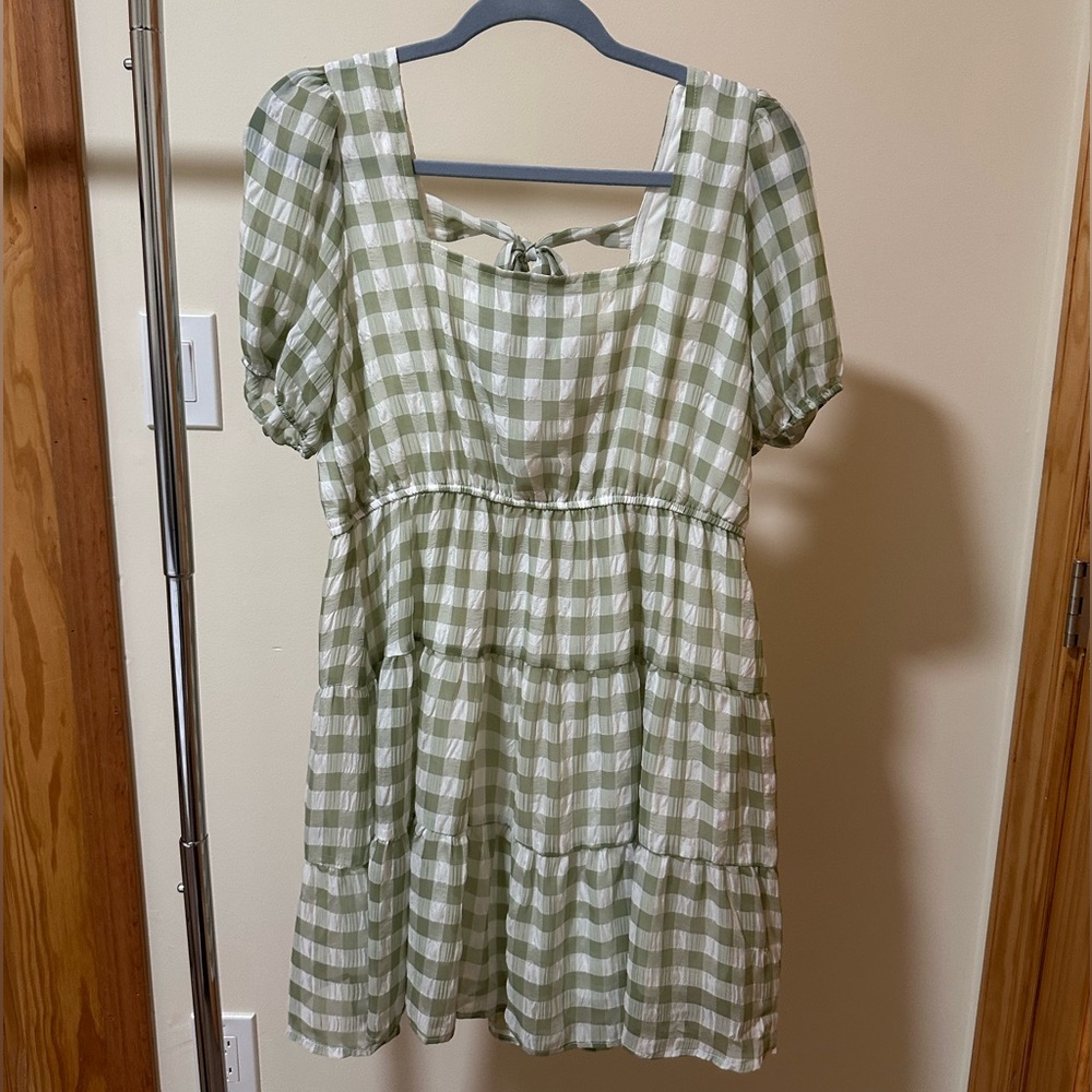 Mine Sage and White Checkered Dress Large